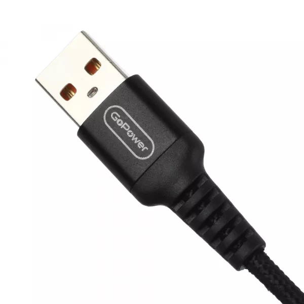Кабель GP02T USB (m)-Type-C (m) 1.0м 2.4A, нейлон, черный, GoPower, 00-00022791  рис.2 