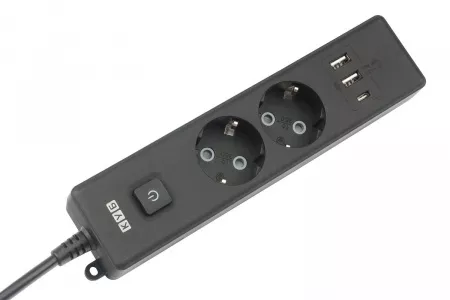 PowerCube Удлинитель, 2 розетки, 3 USB-порта, Электрическая мануфактура, PC-5B-2M