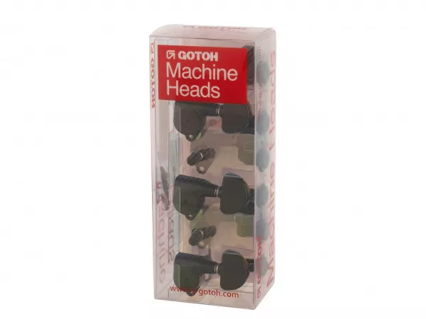 Колки для гитары 3+3, локовые, черные, Gotoh, SG301-HAPM-20-B-L3+R3  рис.2 