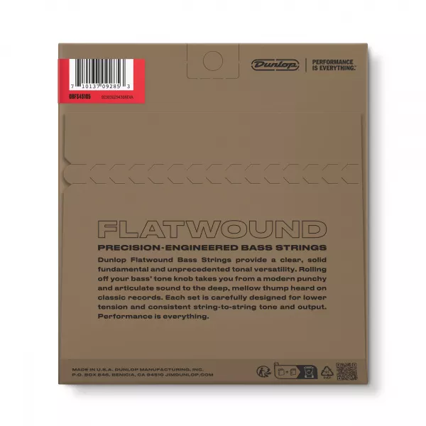 Flatwound Комплект струн для бас-гитары, сталь, Medium, 45-105, Dunlop, DBFS45105  рис.2 