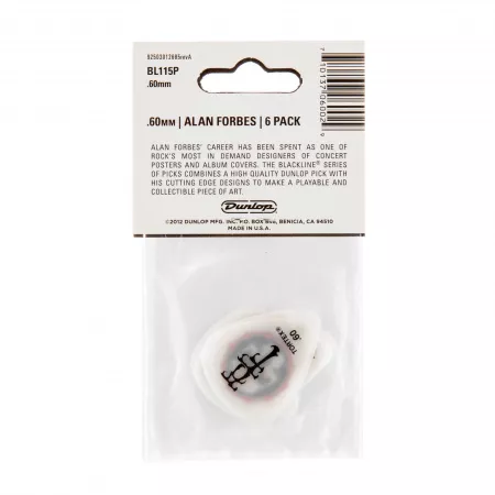 Alan Forbes S2 Медиаторы 6шт, толщина 0,60мм, Dunlop, BL115P.60
