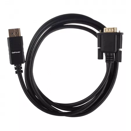 Кабель DisplayPort (m)-VGA (m) 1.8м ПВХ, черный, GoPower, 00-00027497