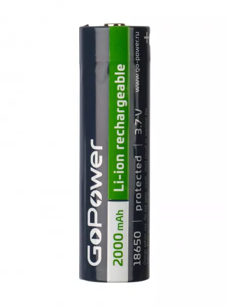 Аккумулятор Li-ion ICR18650 3.7В 2000мАч Type-C, 2шт, GoPower, 00-00031393  рис.2 