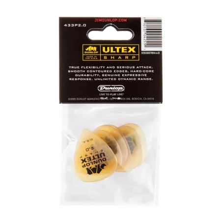 Ultex Sharp Медиаторы 6шт, толщина 2,00мм, Dunlop, 433P2.00