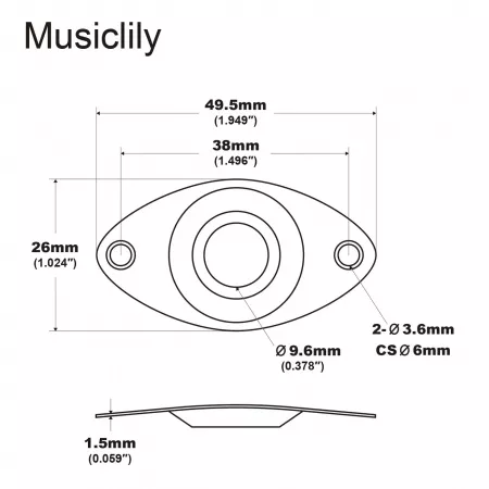 Накладка выходного разъема гитары, золото, Musiclily, MX2641GD