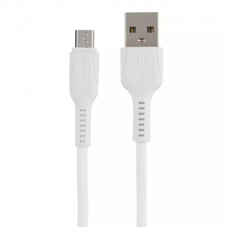 Кабель GP21M USB (m)-microUSB (m) 2.4A силикон белый, GoPower, 00-00028364