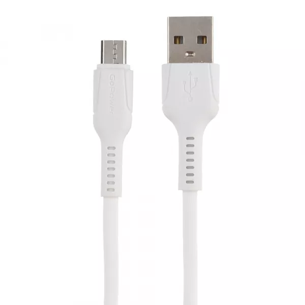 Кабель GP21M USB (m)-microUSB (m) 2.4A силикон белый, GoPower, 00-00028364  рис.2 