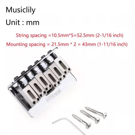 Бридж Wilkinson для Squier/Mexico Fender Strat, хром, Musiclily, MX1809CR