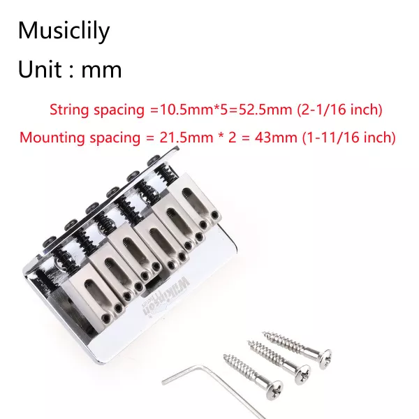 Бридж Wilkinson для Squier/Mexico Fender Strat, хром, Musiclily, MX1809CR  рис.2 