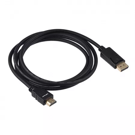 Кабель DisplayPort (m)-HDMI (m) 1.8м ПВХ ver.2.0, черный, GoPower, 00-00027493