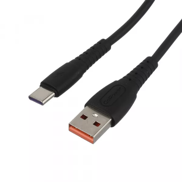 Кабель GP07T USB (m)-Type-C (m) 1.0м 2.4A, силикон, черный, GoPower, 00-00022800  рис.2 