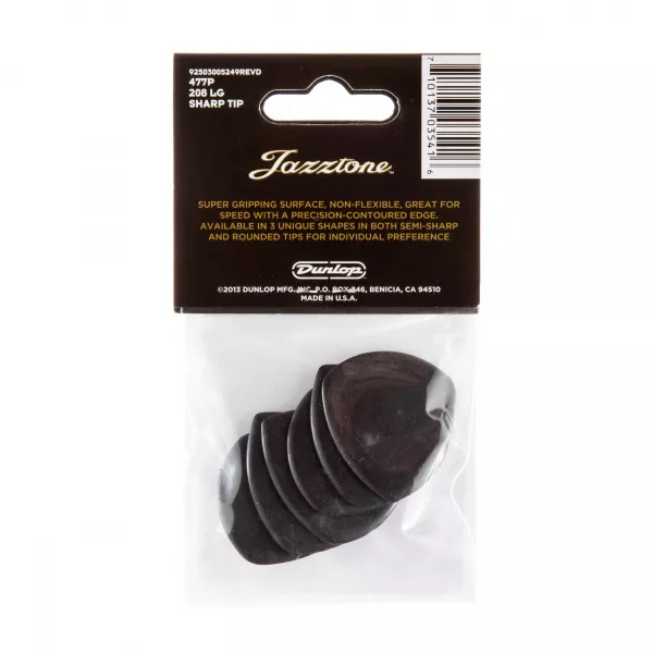 JD Jazztones Медиаторы, 6шт, большой острый кончик, Dunlop, 477P208  рис.2 
