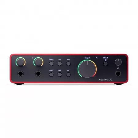 Звуковая карта USB, 24бит/192 кГц, 2 входа-2 выхода, Focusrite, Scarlett-2i2-4th-gen