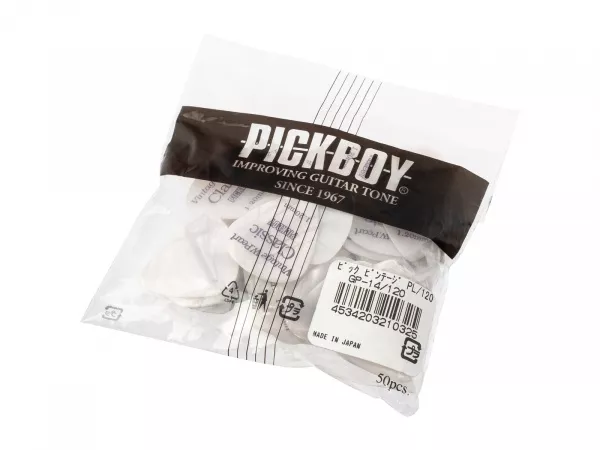 Celluloid Vintage Classic White Pearl Медиаторы 50шт, толщина 1.20мм, Pickboy, GP-14/120  рис.2 