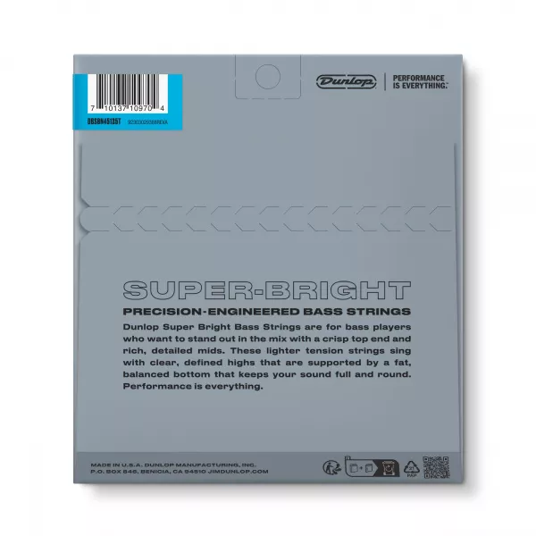 Super Bright Tapered Комплект струн для 5-струнной бас-гитары, никелир., 45-125, Dunlop, DBSBN45125T  рис.2 