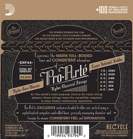 EXP44 CLASSICAL Струны для классической гитары нейлоновые Extra Hard D`Addario