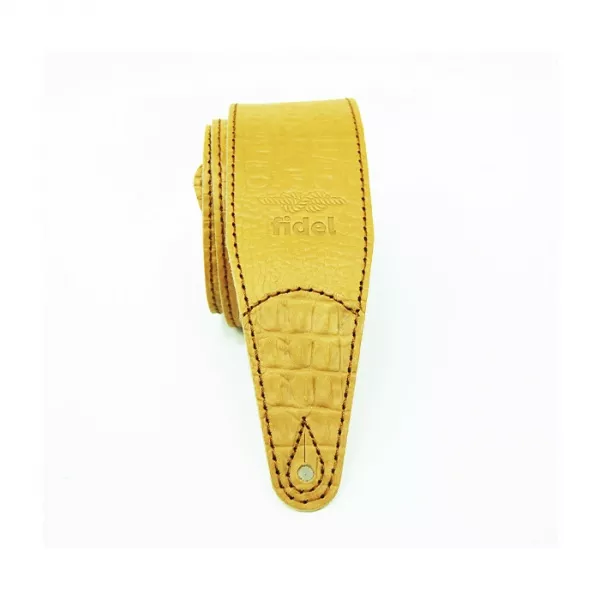 Leather 11 Ремень для гитары, кожаный, горчица, тиснение рептилия, Fidel, FL660327L11  рис.2 