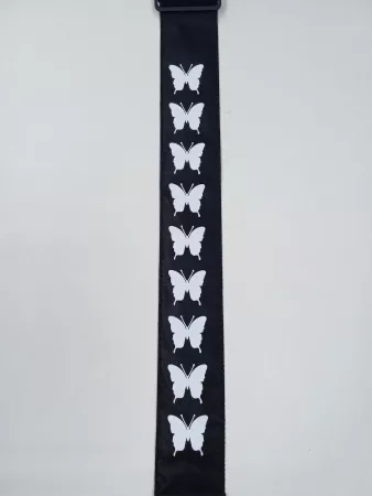 Ремень для гитары, черный, аппликация Бабочка, MEZZO, MZ-RGE-7-1ApButterflyBk