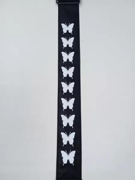 Ремень для гитары, черный, аппликация Бабочка, MEZZO, MZ-RGE-7-1ApButterflyBk  рис.2 