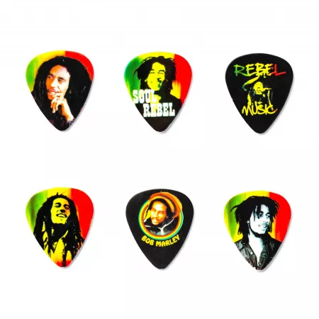 Bob Marley Rasta Медиаторы 6шт, толстые, в коробочке, Dunlop, BOB-PT02H