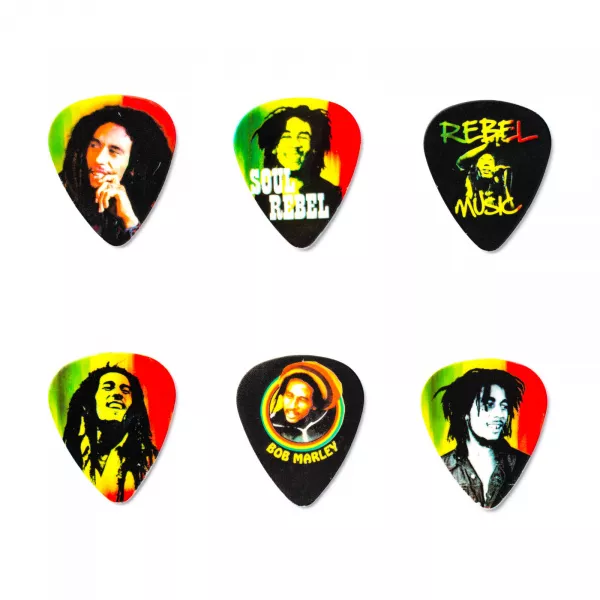 Bob Marley Rasta Медиаторы 6шт, толстые, в коробочке, Dunlop, BOB-PT02H  рис.2 