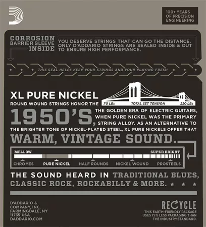 EPN21 XL PURE NICKEL Струны для электрогитары чистый никель Jazz Light 12-51 D`Addario