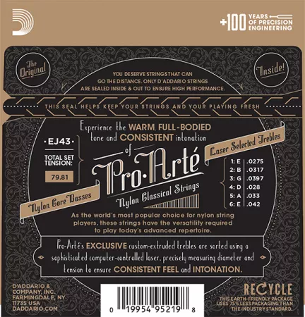EJ43 PRO ARTE Струны для классической гитары нейлоновые Light D`Addario