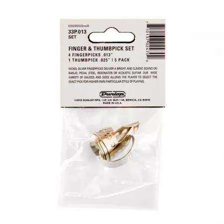 Nickel Silver Медиаторы на палец 5шт, нейзильбер, толщина .013, Dunlop, 33P.013