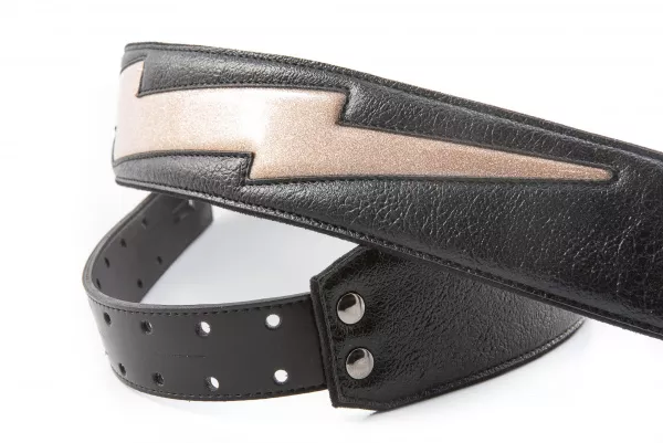 Mojo Bolt Gold AA Ремень для гитары, текстиль, черный, RightOn Straps, 8401070410713  рис.2 