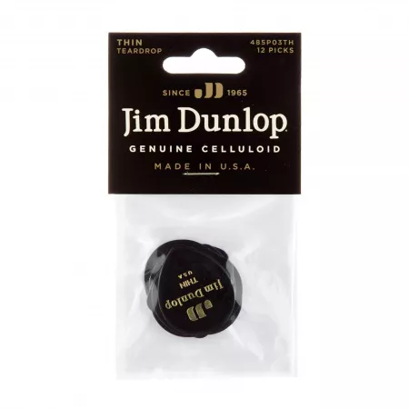 Black Teardrop Медиаторы, 12шт, капля, тонкие, Dunlop, 485P03TH