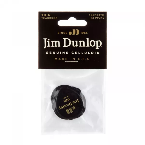 Black Teardrop Медиаторы, 12шт, капля, тонкие, Dunlop, 485P03TH  рис.2 