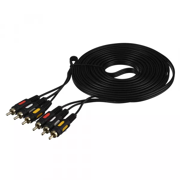 Кабель 3xRCA (m)-3xRCA (m) 3.0м ПВХ, черный, в пакете, GoPower, 00-00027485  рис.2 