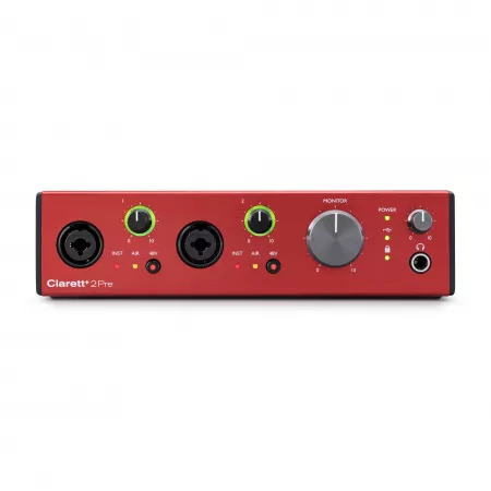 Звуковая карта USB, 2 входа-4 выхода, 24 бит/192 кГц, Focusrite, Clarett+2Pre