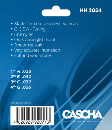 Комплект струн для концертного укулеле, прозрачный нейлон, Cascha, HH-2054