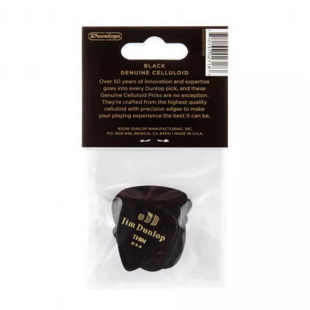 Genuine Celluloid Медиаторы, 12шт, тонкие, черные, Dunlop, 483P03TH