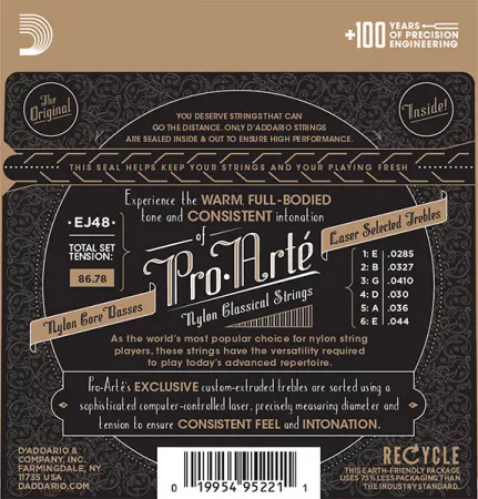 EJ48 PRO ARTE Струны для классической гитары нейлоновые Hard D`Addario