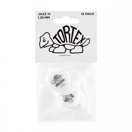 Tortex White Jazz III Медиаторы 12шт, толщина 1,35мм, Dunlop, 478P1.35