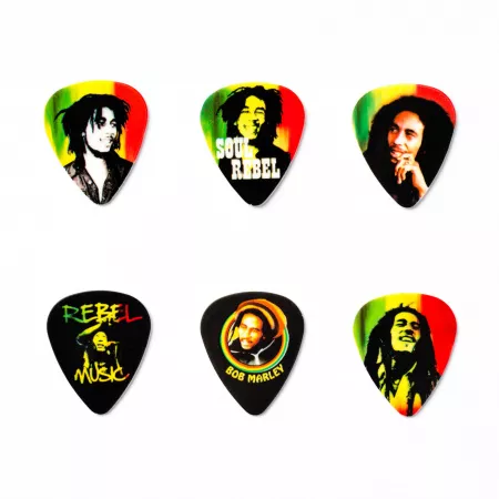 Bob Marley Rasta Медиаторы 6шт, средние, в коробочке, Dunlop, BOB-PT01M