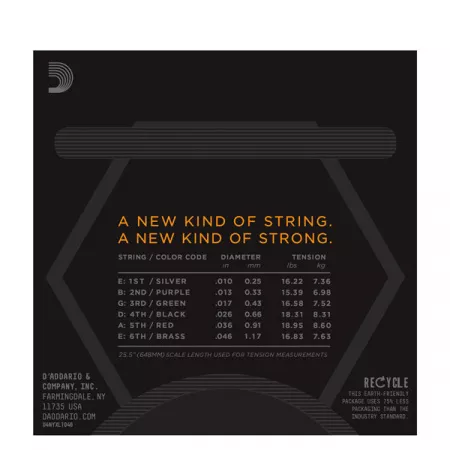 NYXL1046 NYXL Комплект струн для электрогитары, никелированные, Regular Light, 10-46, D'Addario