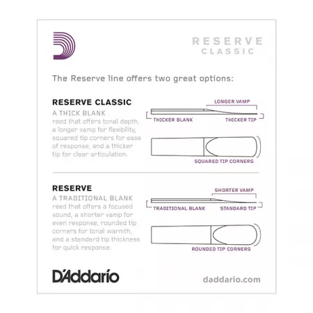 DCT1035 Reserve Classic Трости для кларнета Bb, размер 3.5, 10шт., Rico