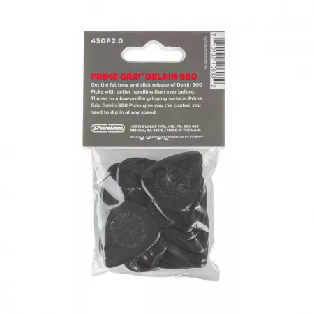 Prime Grip Delrin 500 Медиаторы 12шт, толщина 2,0мм, Dunlop, 450P2.00