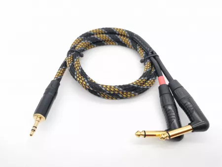 Кабель аудио 3.5-2х6.3мм, 1.25м, угловой, ZZcable, G47-3,5-2JR-0125-Z