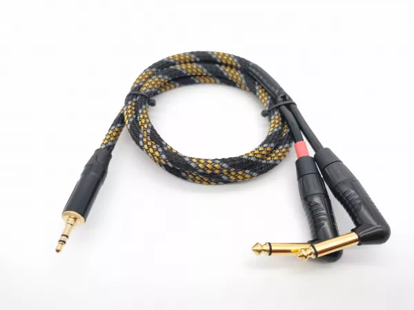 Кабель аудио 3.5-2х6.3мм, 1.25м, угловой, ZZcable, G47-3,5-2JR-0125-Z  рис.2 