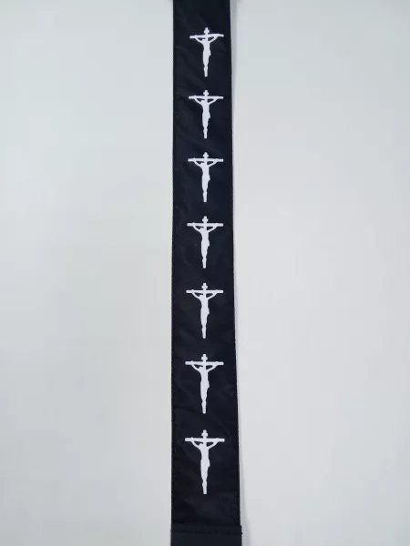 Ремень для гитары, черный, аппликация Христос, MEZZO, MZ-RGE-7-1ApChristBk  рис.2 