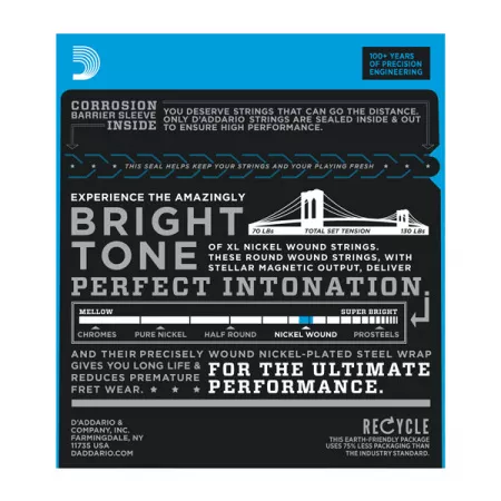 ESXL125 Nickel Wound Комплект струн для электрогитары, Super Light Top/Reg Bott, 9-46, D'Addario