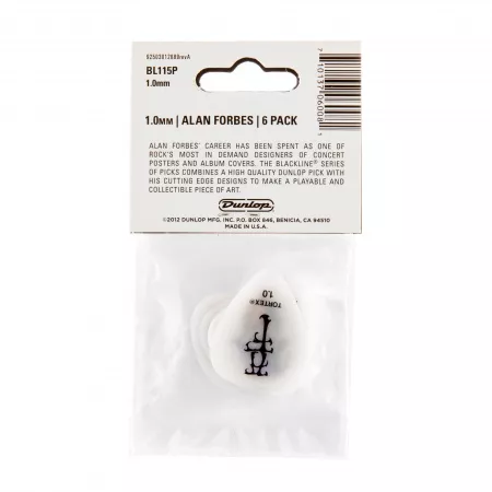 Alan Forbes S2 Медиаторы 6шт, толщина 1,00мм, Dunlop, BL115P1.0