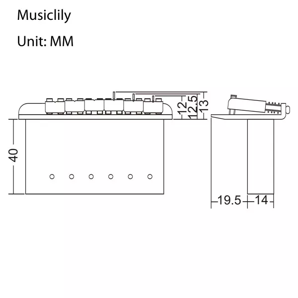 Бридж тремоло для Strat, хром, Musiclily, MX1267CR  рис.2 