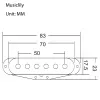 Крышка звукоснимателя сингл Strat style, 50мм, белая, 3шт, Musiclily, MX1205WH-3