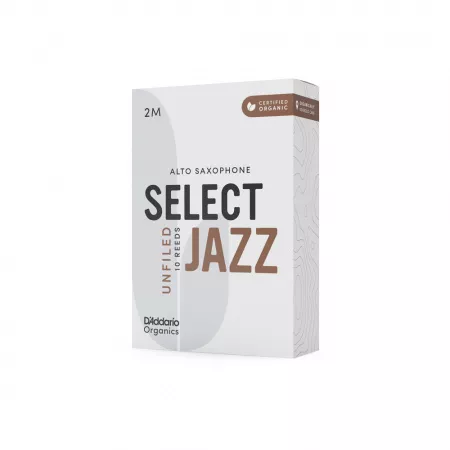 Organic Select Jazz Unfiled Трости для саксофона альт, размер 2M, 10шт, D'Addario, ORRS10ASX2M