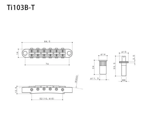 Бридж (струнодержатель), черный, Gotoh, Ti103B-T-B  рис.2 